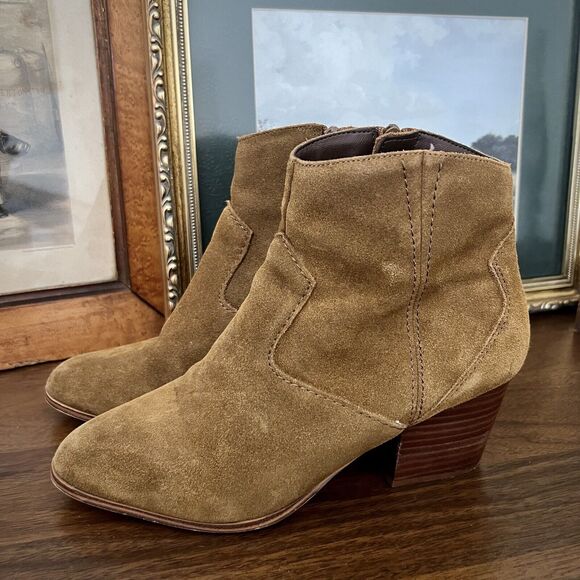 Aldo Tan Brown Suede Zip Ankle Bootie Boot Women Size 8.5 EUC - Picture 4 of 8